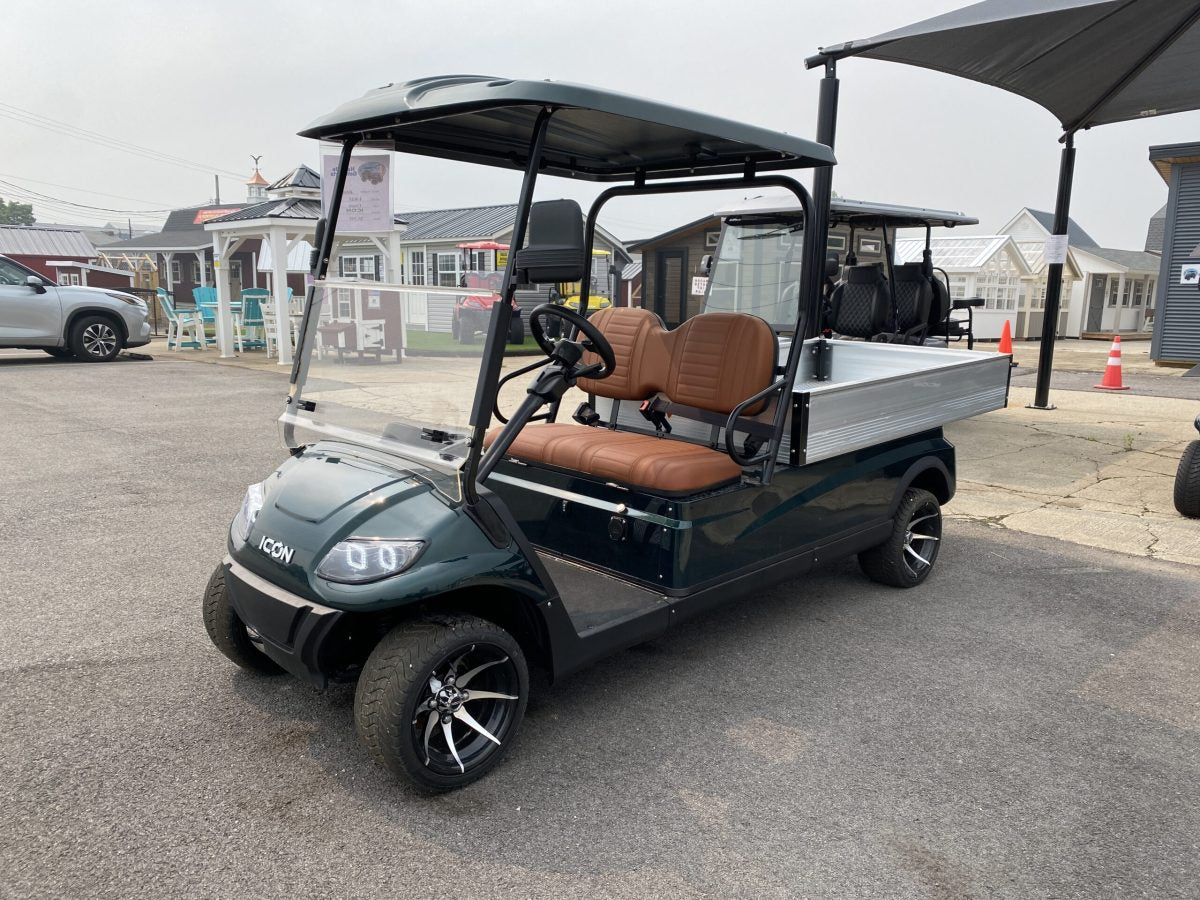 2023 ICON EV i20U - Carro de golf eléctrico utilitario 2 plazas con cama volquete - Hunter Green