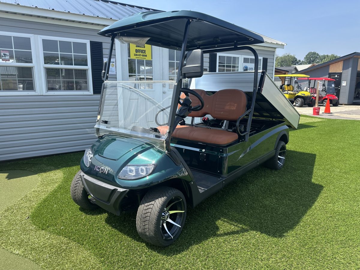 2023 ICON EV i20U - Carro de golf eléctrico utilitario 2 plazas con cama volquete - Hunter Green