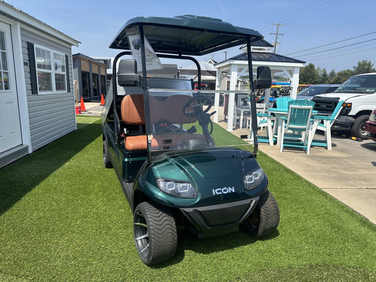 2023 ICON EV i20U - Carro de golf eléctrico utilitario 2 plazas con cama volquete - Hunter Green
