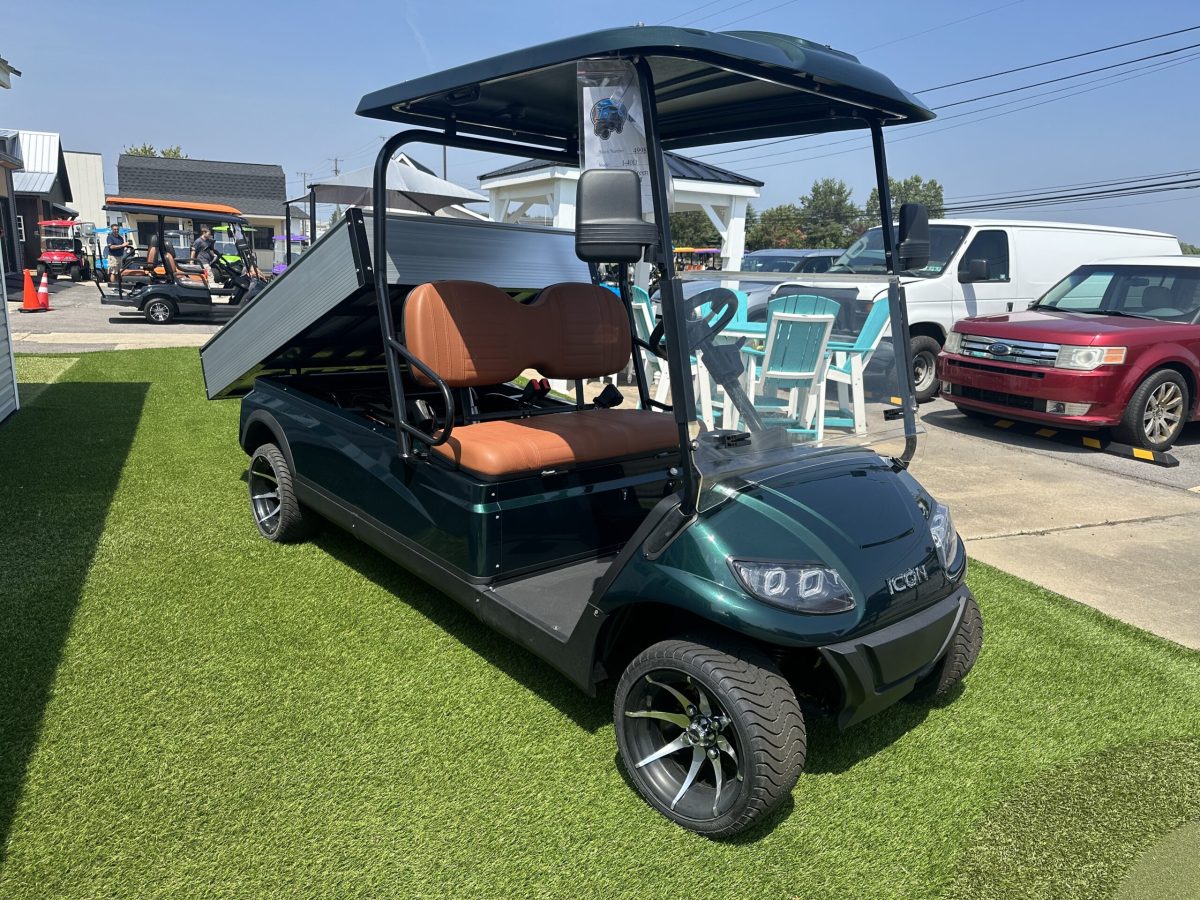 2023 ICON EV i20U - Carro de golf eléctrico utilitario 2 plazas con cama volquete - Hunter Green