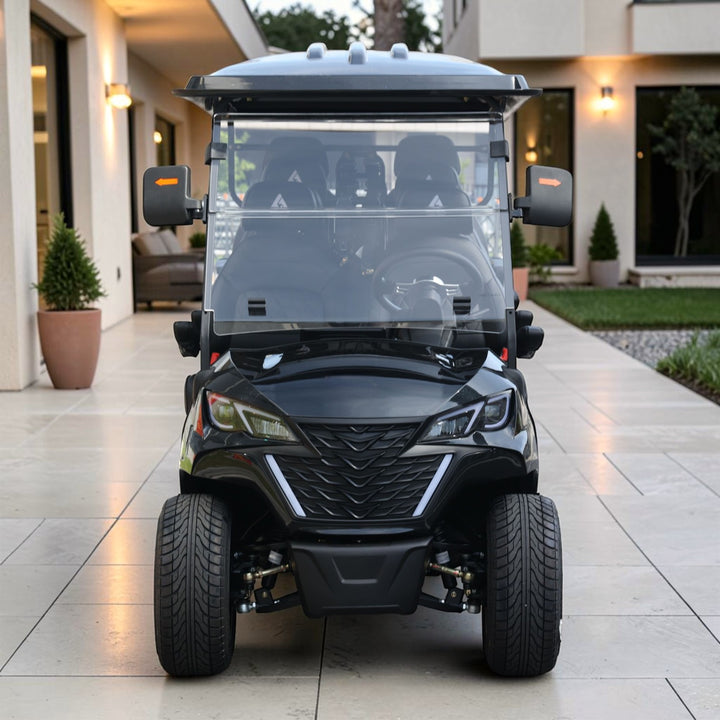 Jet Black 8-Seater Electric Golf Cart - 48V 206Ah Extended-Range Lithium