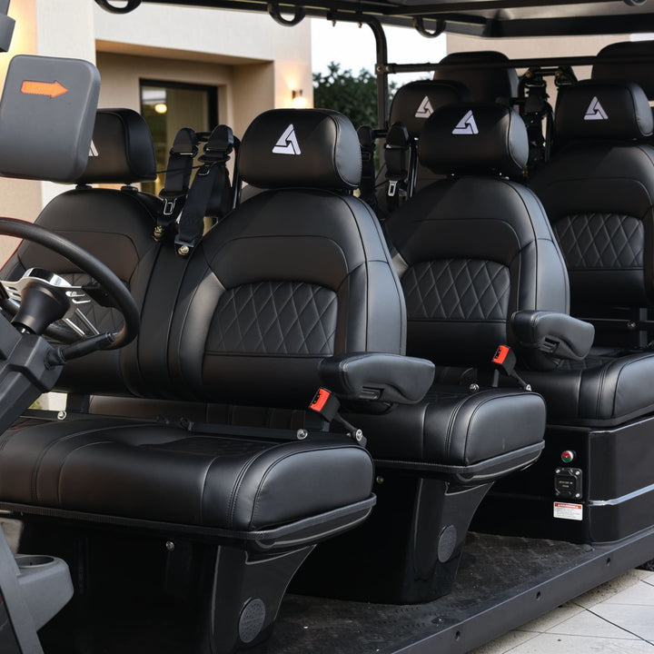 Jet Black 8-Seater Electric Golf Cart - 48V 206Ah Extended-Range Lithium