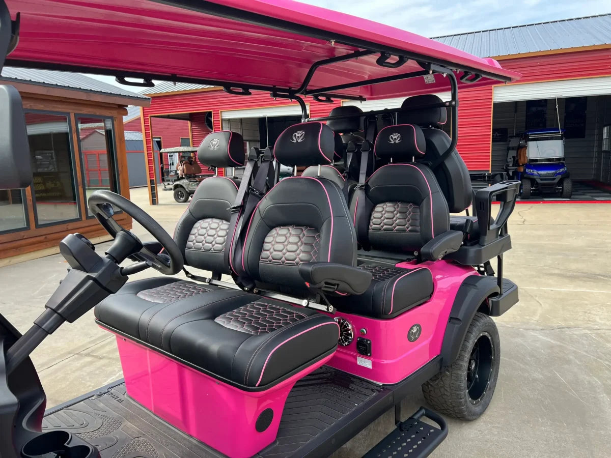 Venom EV Strike 6 Super Pink - Carro de golf eléctrico premium de 6 plazas