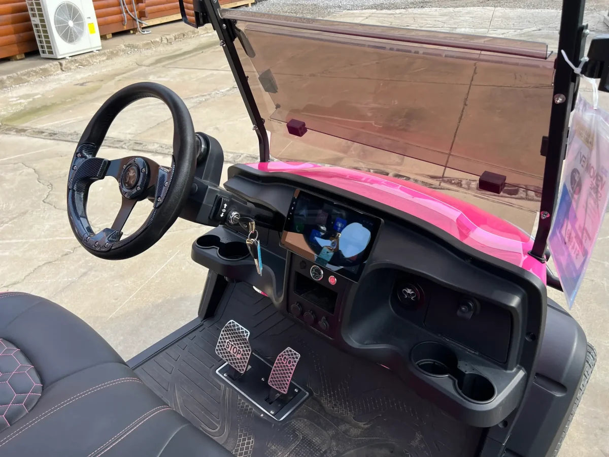 Venom EV Strike 6 Super Pink - Carro de golf eléctrico premium de 6 plazas