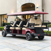Wine Red 8-Seater Electric Golf Cart | 48V 206Ah Extended-Range Lithium | Beige Seats