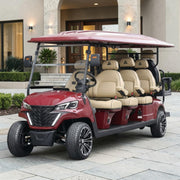 Wine Red 8-Seater Electric Golf Cart | 48V 206Ah Extended-Range Lithium | Beige Seats