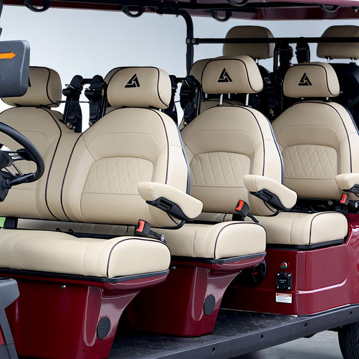 Wine Red 8-Seater Electric Golf Cart | 48V 206Ah Extended-Range Lithium | Beige Seats